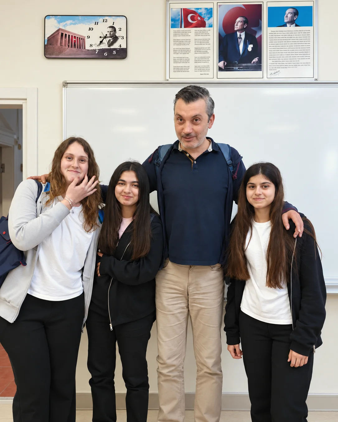 Ozan Rona ve öğrenciler sınıfta